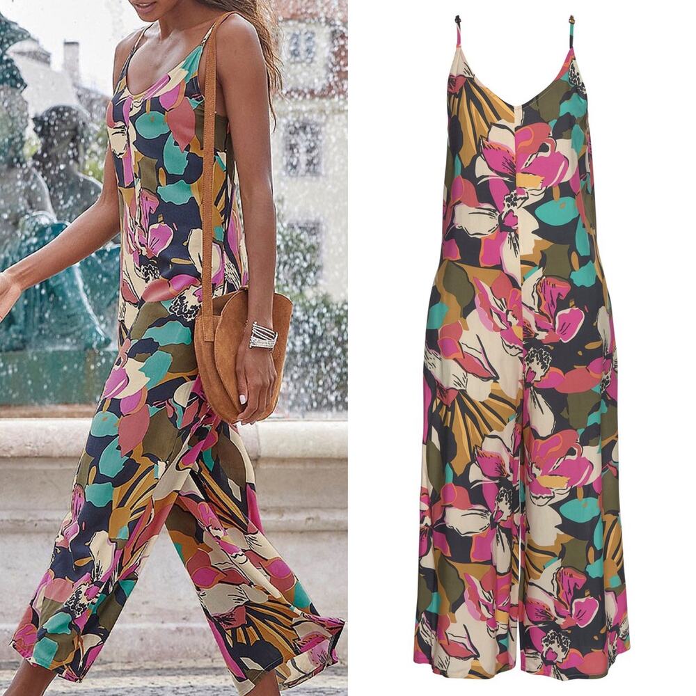 Lascana Tropical Culotte Jumpsuit Romper Women’s Size 40 Medium